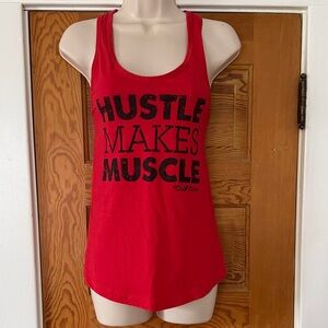 'Hustle Makes Muscle' Red Racerback Tank Top